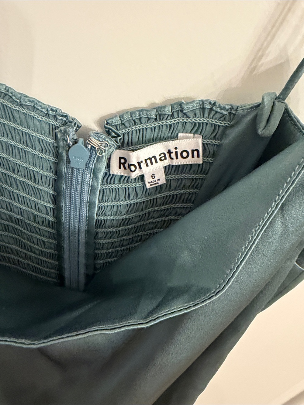 Reformation Satin Slip Dress in Sage Green - Picture 3 of 3
